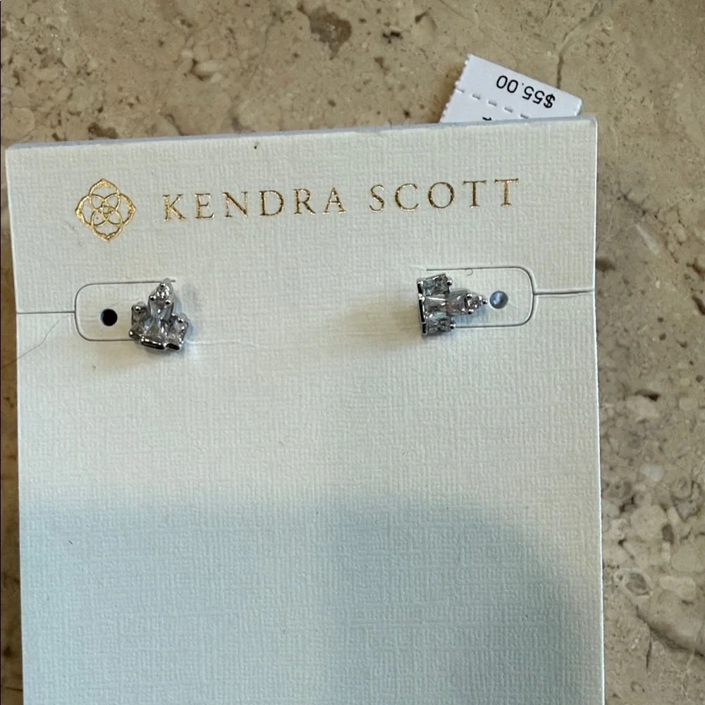 Kendra Scott Juliette Silver Clear Crystal Cluster Stud Earrings - Picture 1 of 2